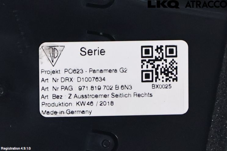 Porsche PANAMERA 09- Dashbord Kanal - Dyse
