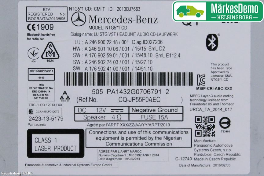 Mercedes-Benz MB CLA-KLASS (C117/X117) 13-19 Stereo Radio Med Cd