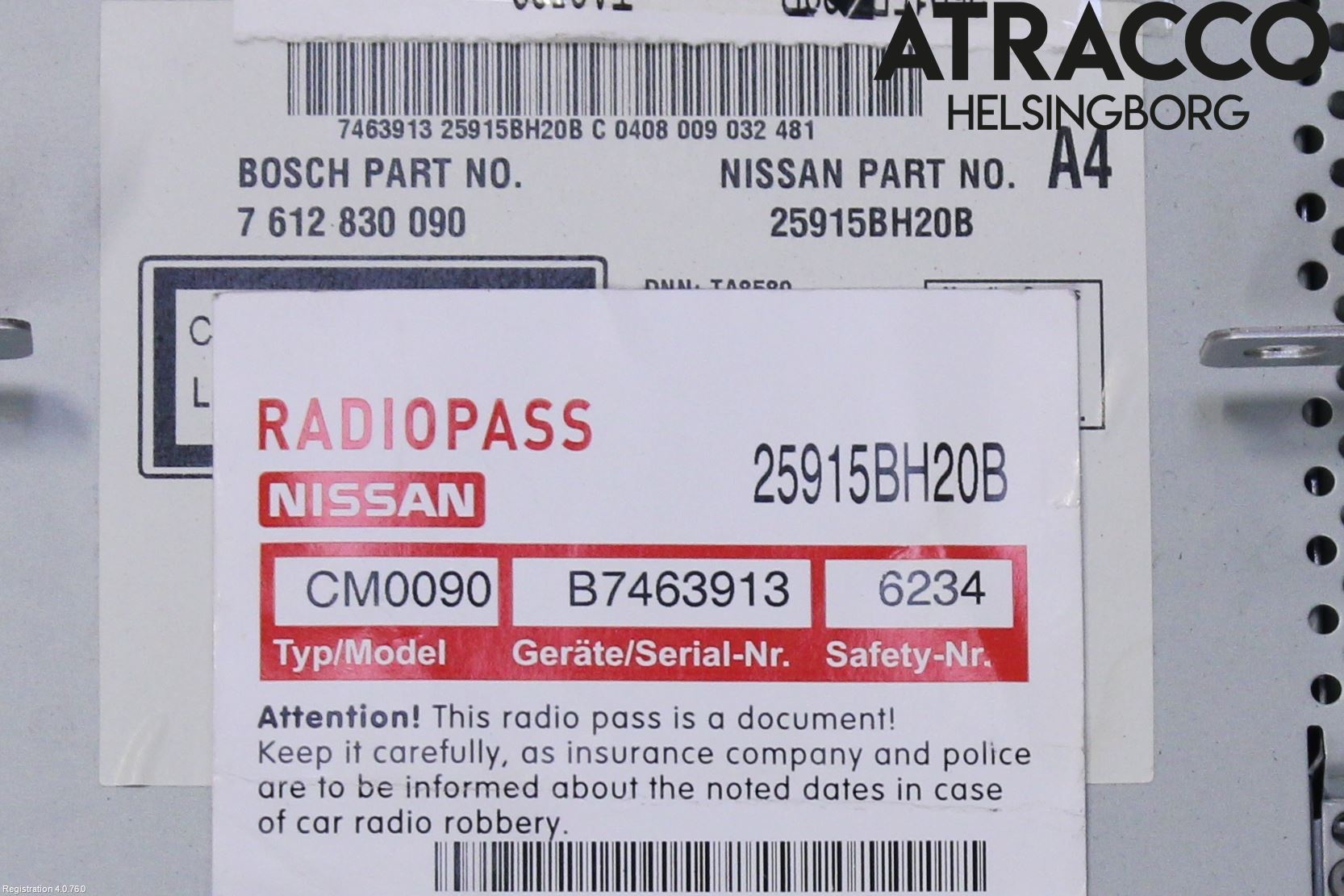 Nissan JUKE 10-14 Stereo Radio Med Cd