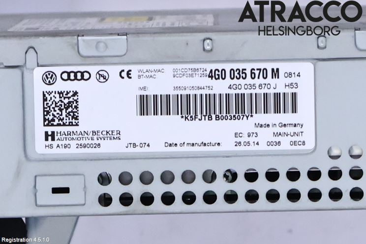 Audi A6/S6 4G 11-18 Stereo Radio Med Cd