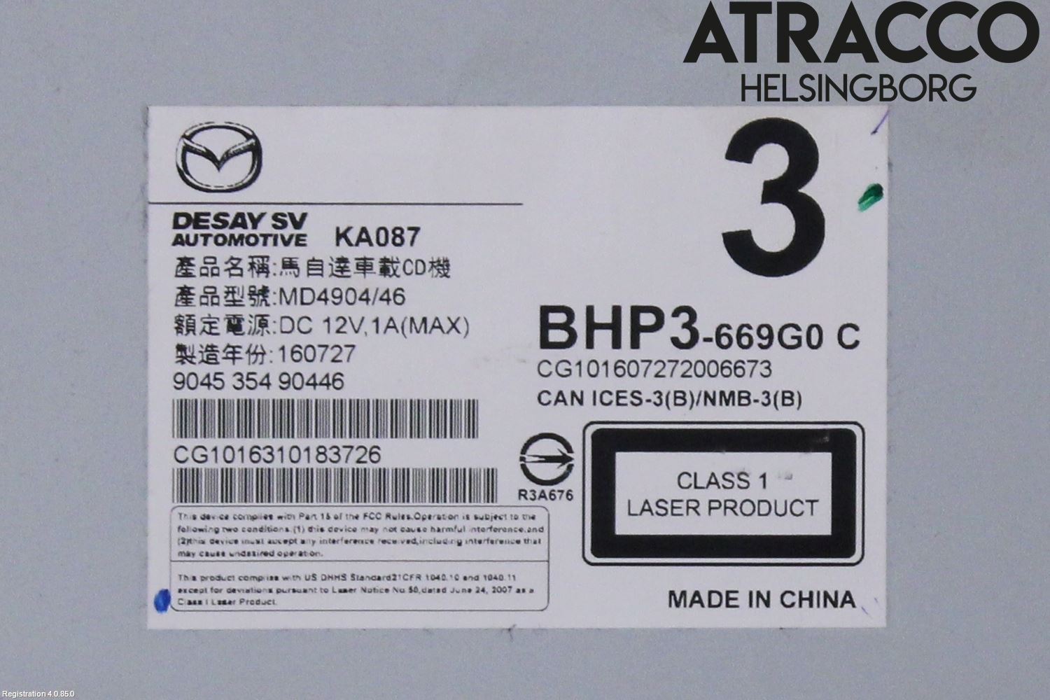 Mazda 3 III 14-19 Stereo Radio Med Cd