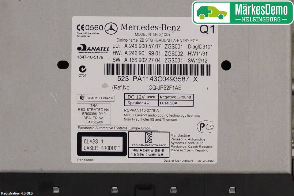 Mercedes-Benz MB B-KLASS (W246/W242) 12-19 Stereo Radio Med Cd