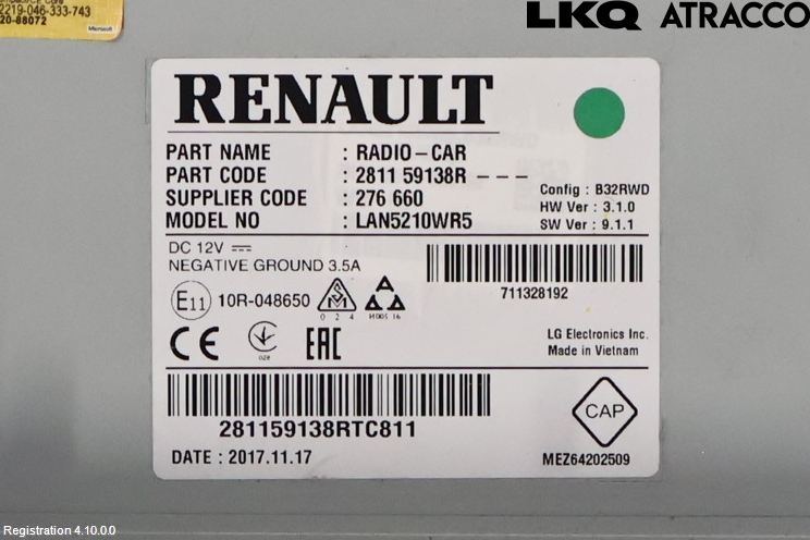 Renault CLIO IV 16-19 Stereo Radio