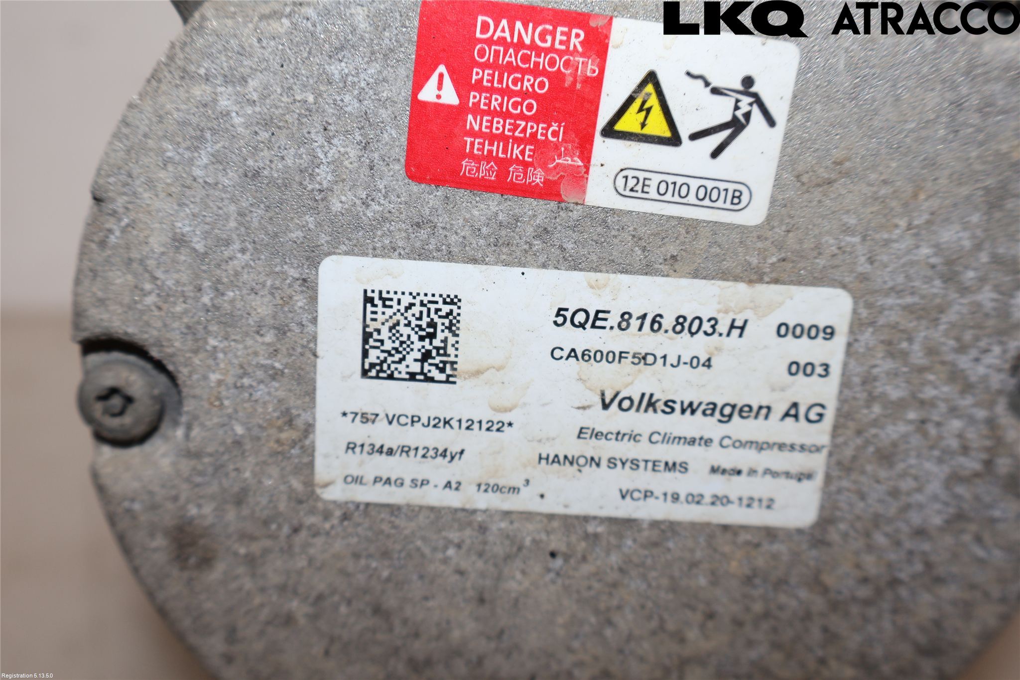 Volkswagen VW GOLF / E-GOLF VII 13-20 Varme Ac Kompressor