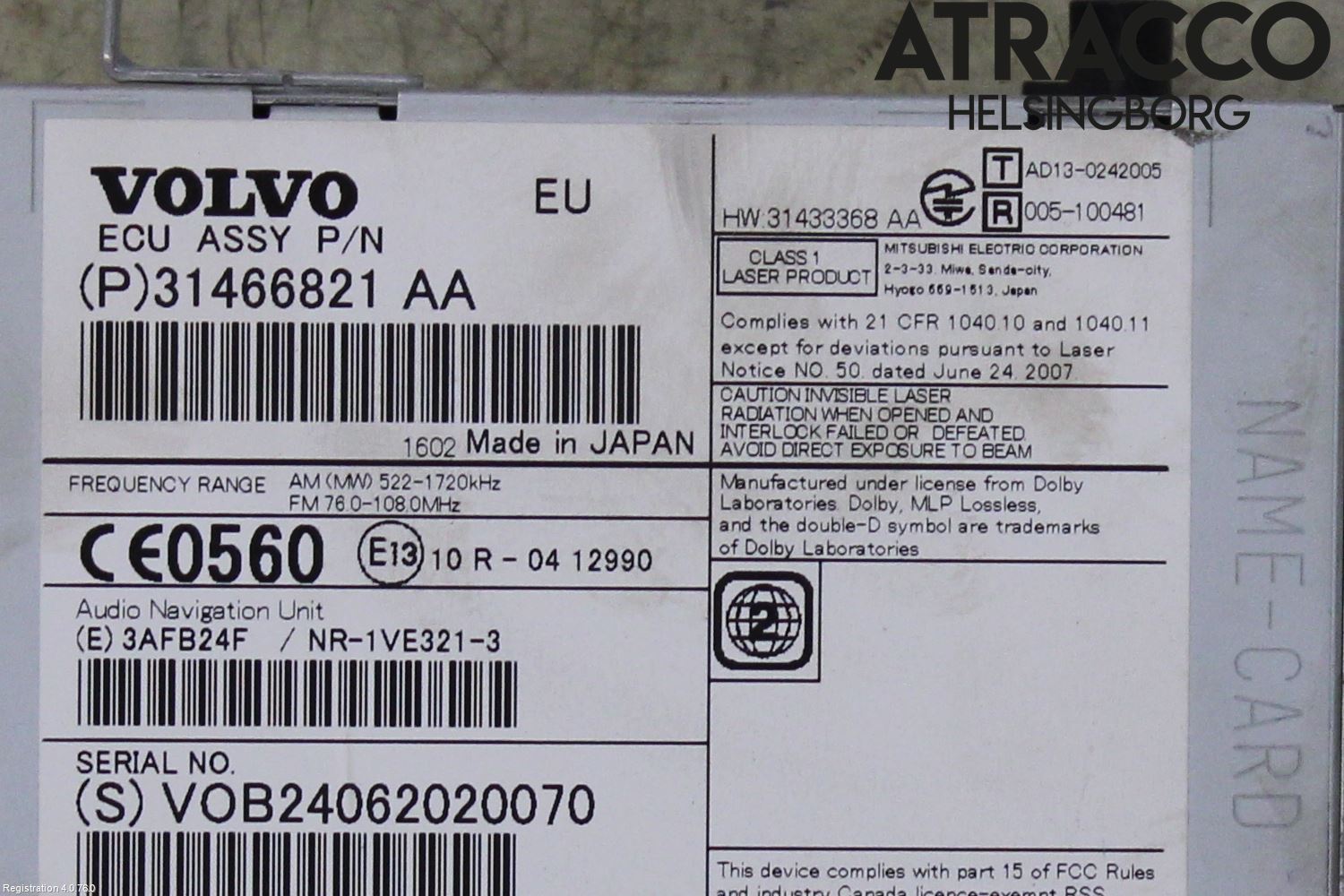 Volvo V70 14-16 Stereo Radio Med Cd