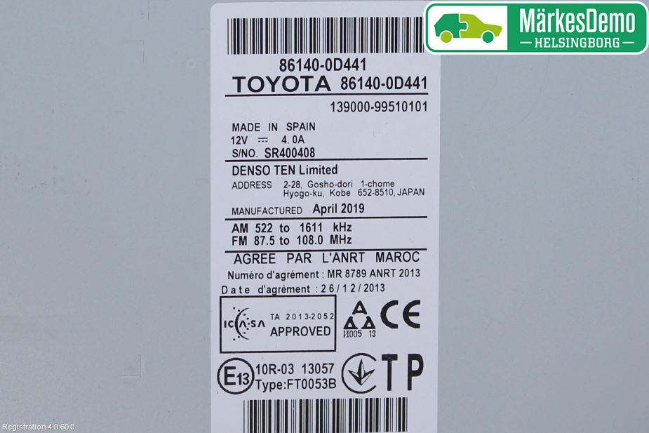 Toyota YARIS XP130 15-20 Stereo Radio Med Cd