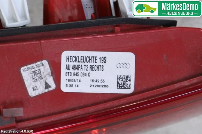 Audi A5 07-16 Baklykt Høyre  På Luke(Indre)
