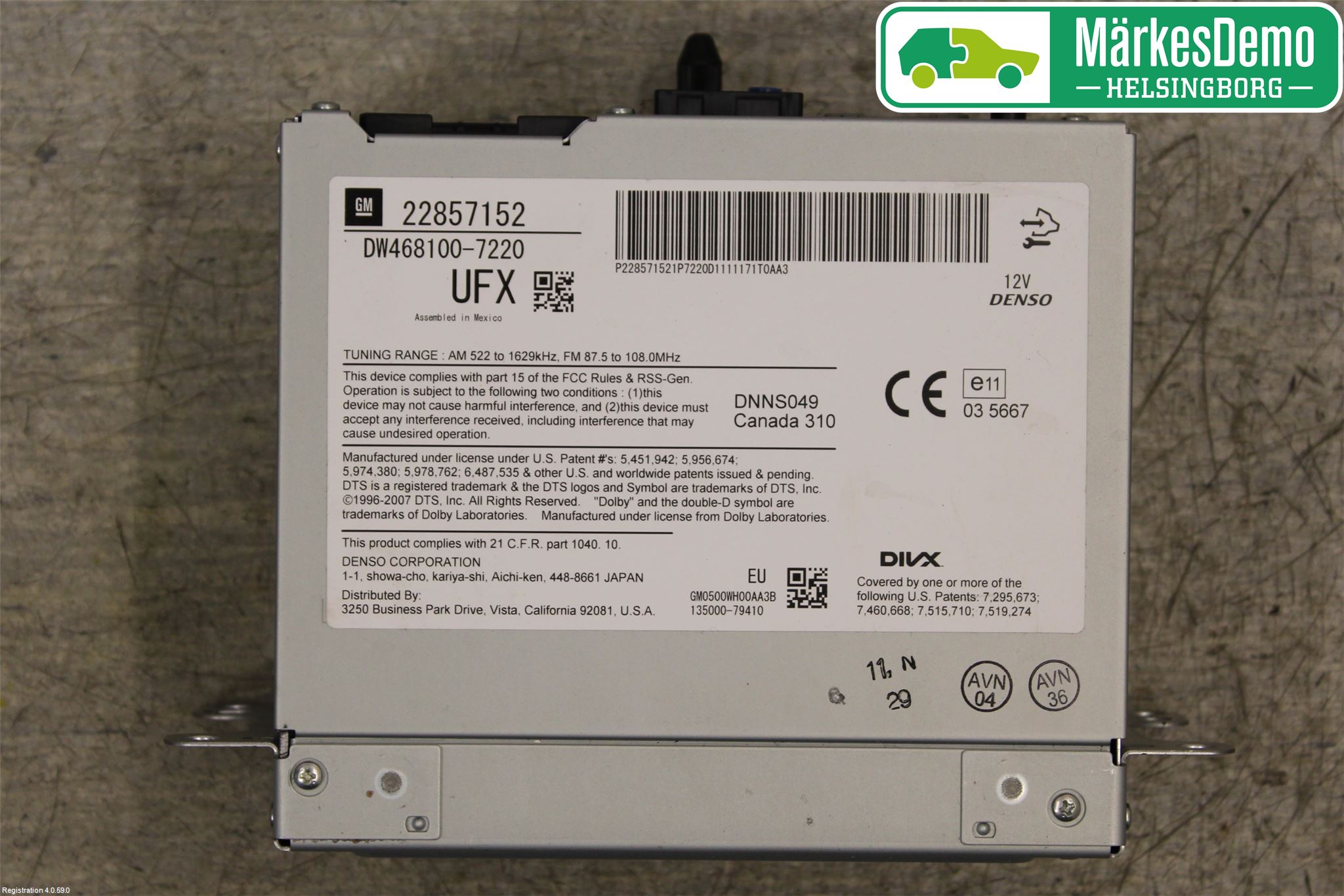Opel AMPERA 12-16 Stereo Radio Med Cd