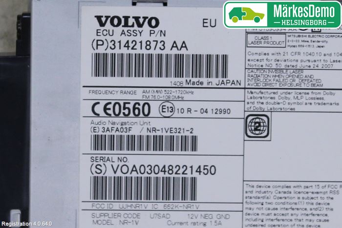 Volvo XC60 14-17 Stereo Radio Med Cd