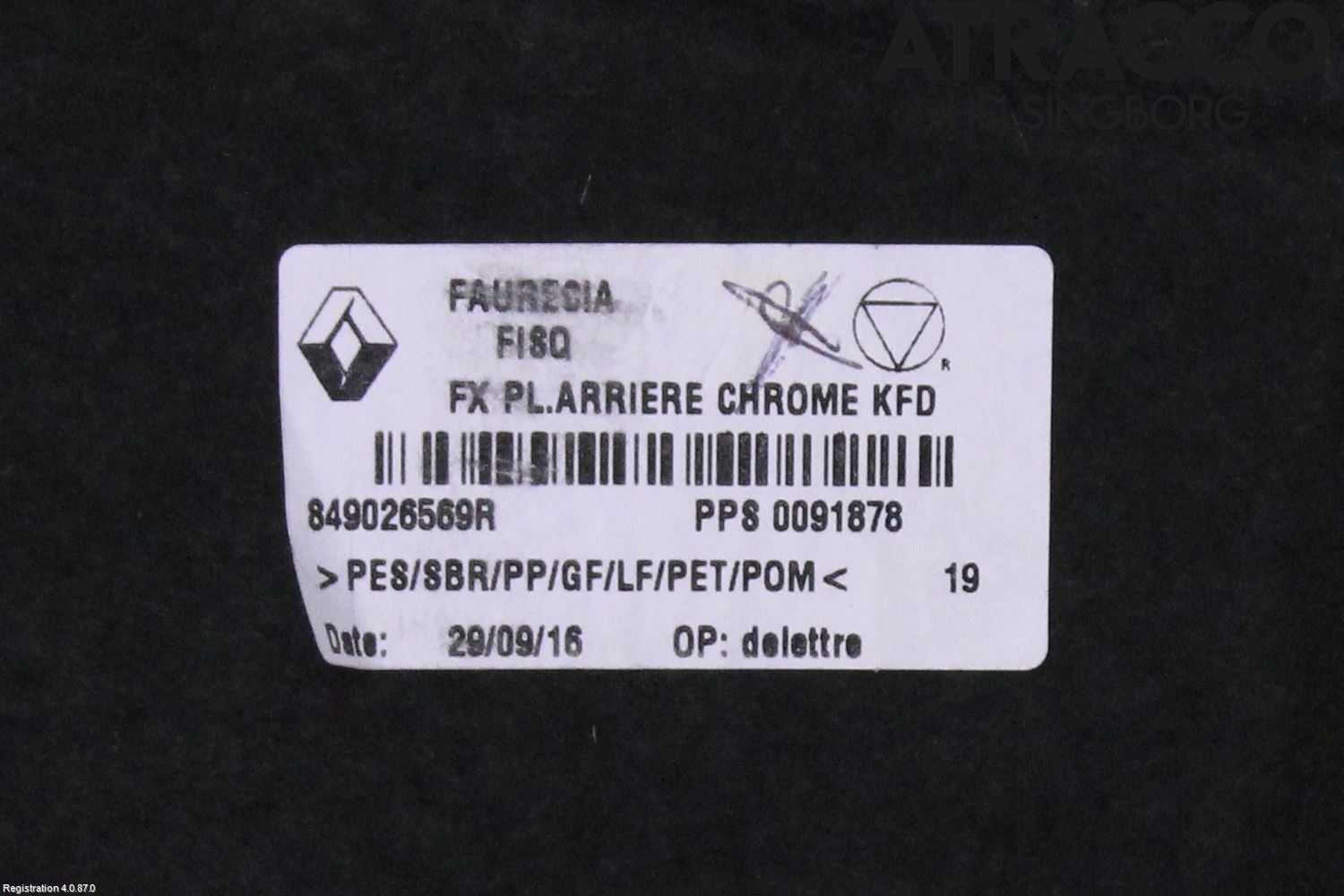 Renault TALISMAN 16-20 Innr Bagasjeromkledsel
