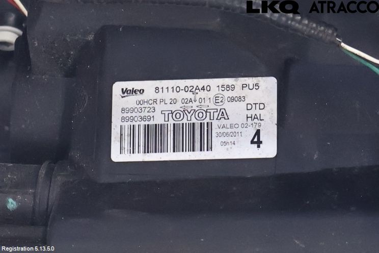 Toyota AURIS 10-12 Frontlykt Høyre