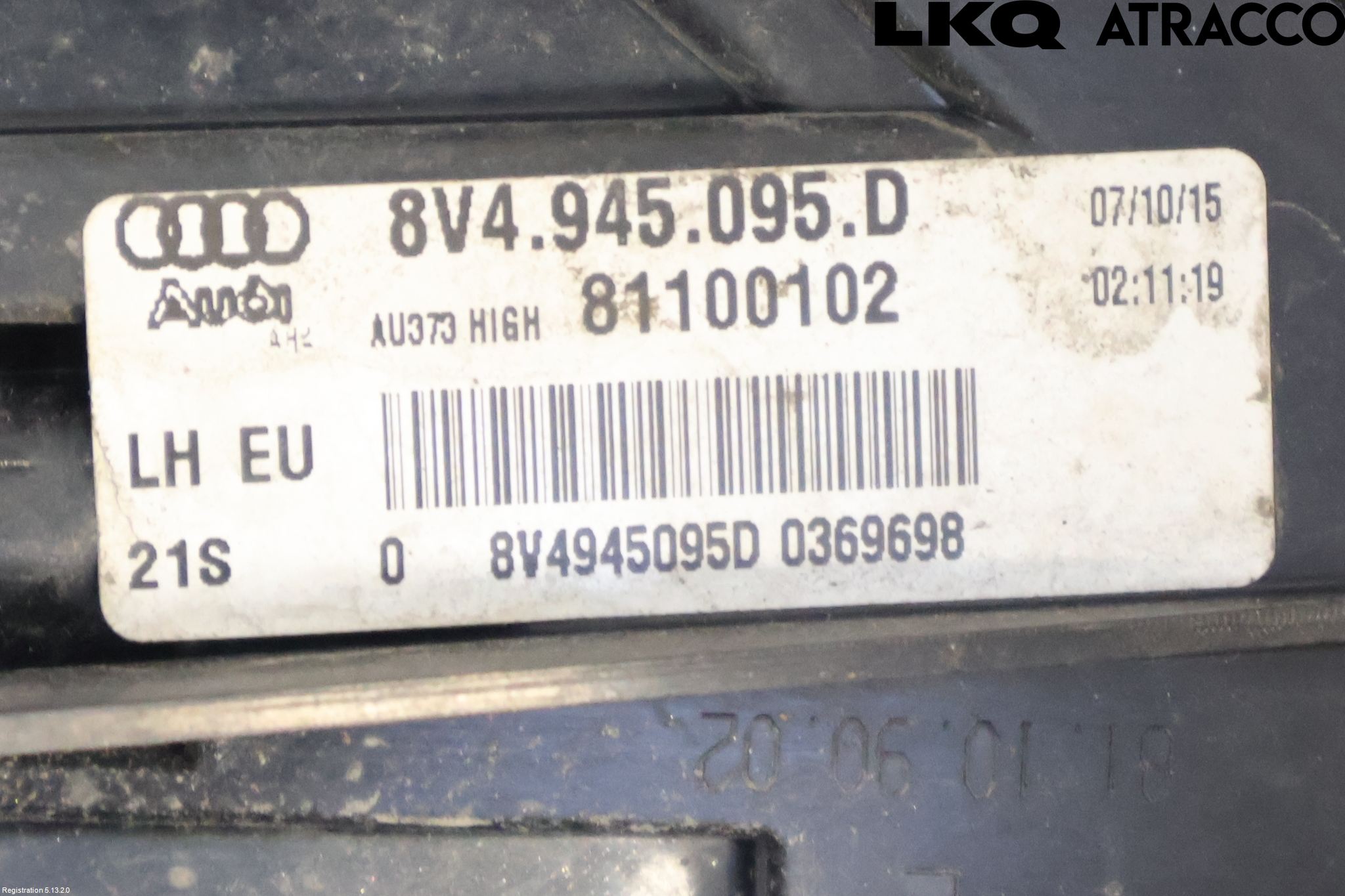 Audi A3/S3 8V 13-20 Baklykt Venstre