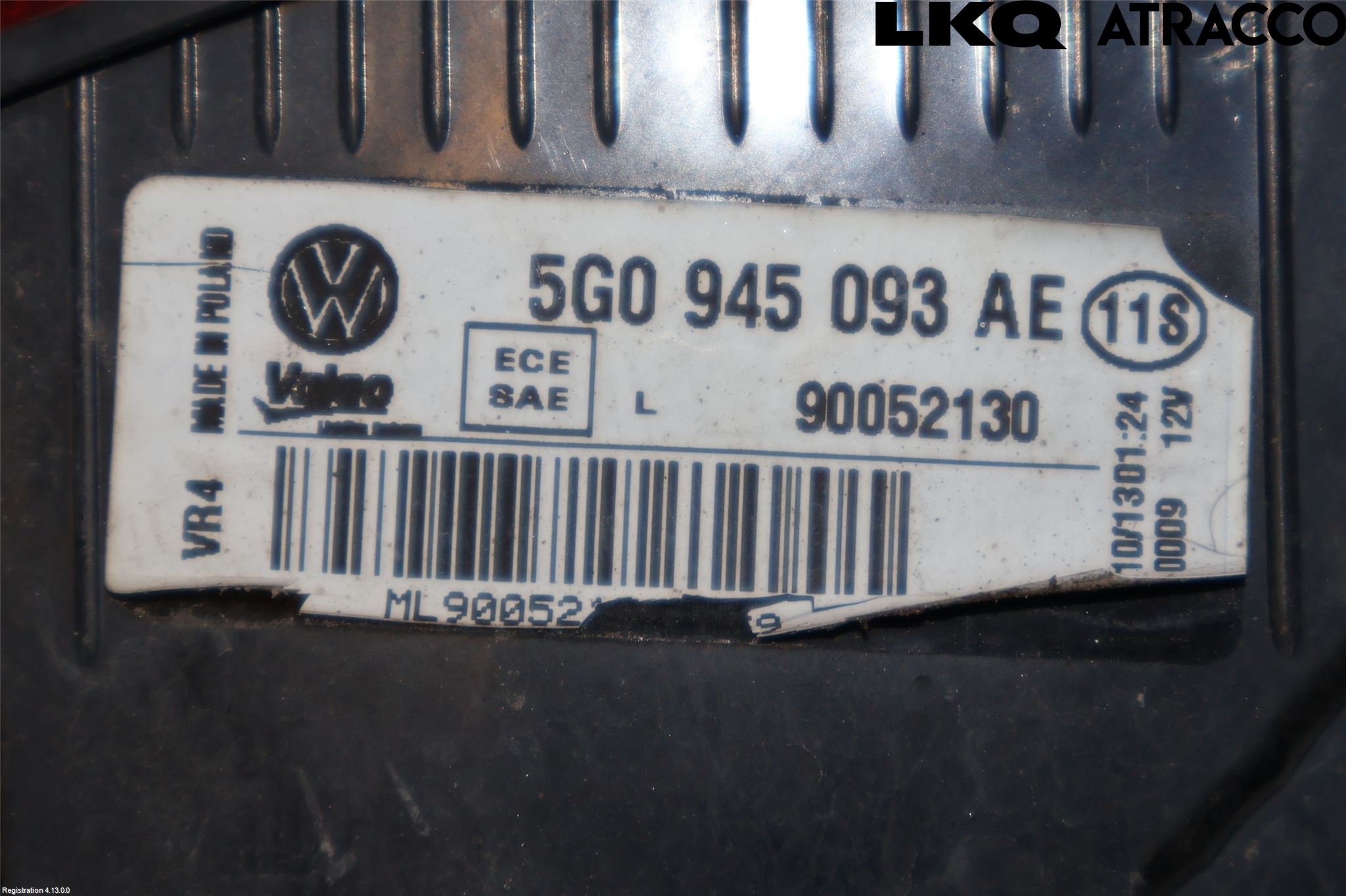 Volkswagen VW GOLF / E-GOLF VII 13-20 Baklykt Venstre  På Luke(Indre
