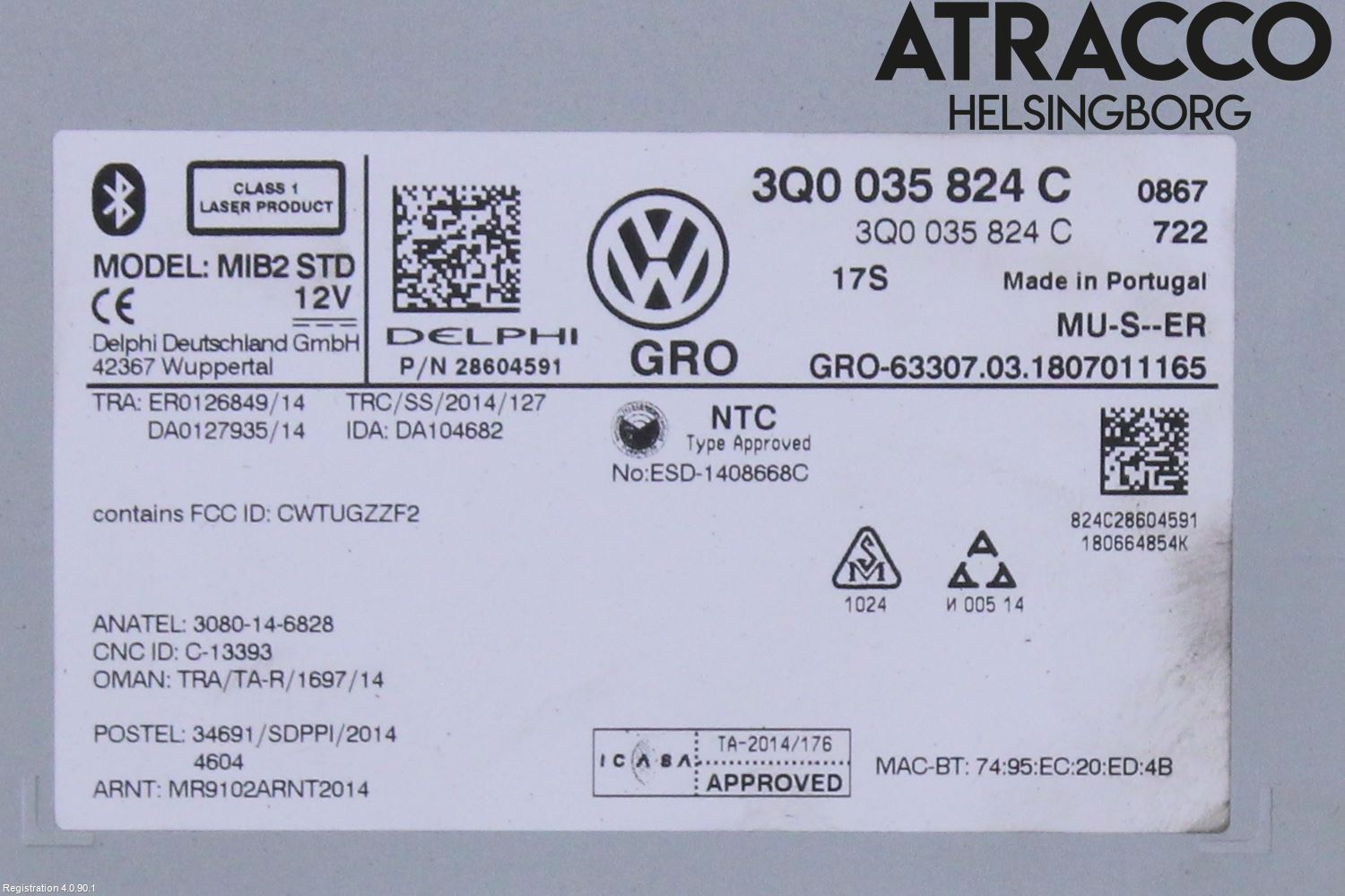Volkswagen VW GOLF / E-GOLF VII 13-20 Stereo Radio Med Cd