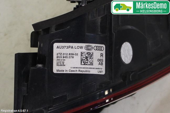 Audi A3/S3 8V 13-20 Baklykt Høyre  På Luke(Indre)