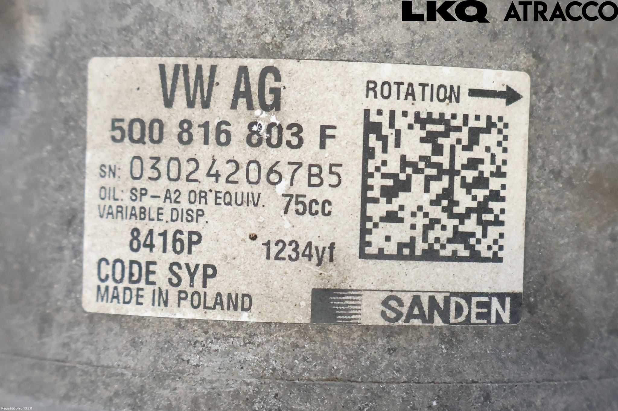 Skoda RAPID Varme Ac Kompressor