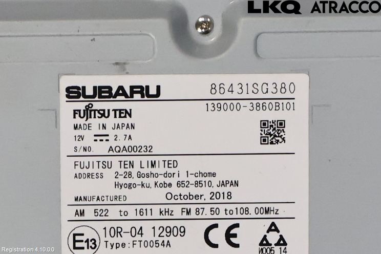 Subaru FORESTER SJ 13-18 Stereo Radio Med Cd