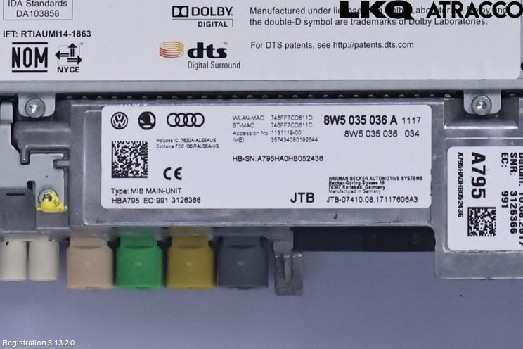 Audi A5 17- Stereo Radio Med Cd