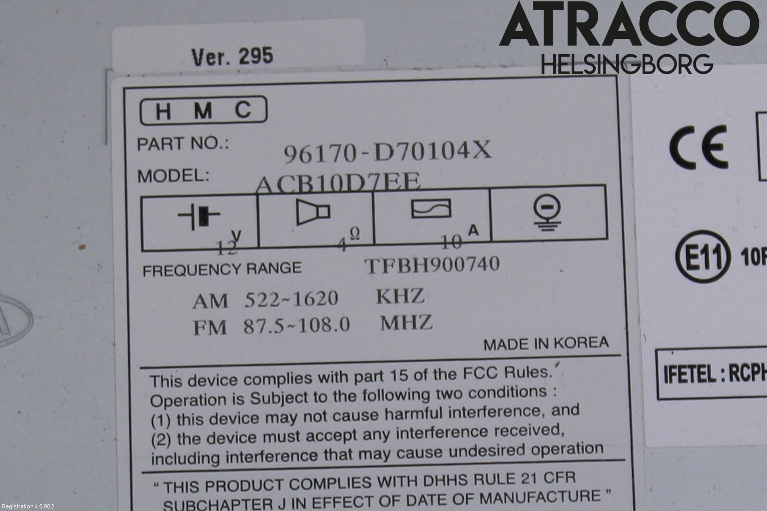 Hyundai TUCSON 05- Stereo Radio Med Cd