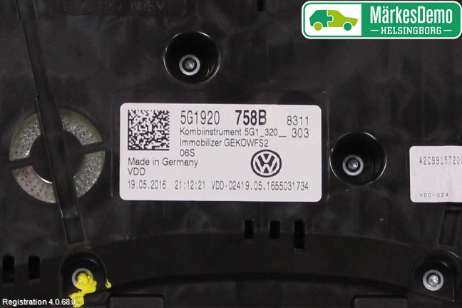 Volkswagen VW GOLF / E-GOLF VII 13-20 Instr Kombinert