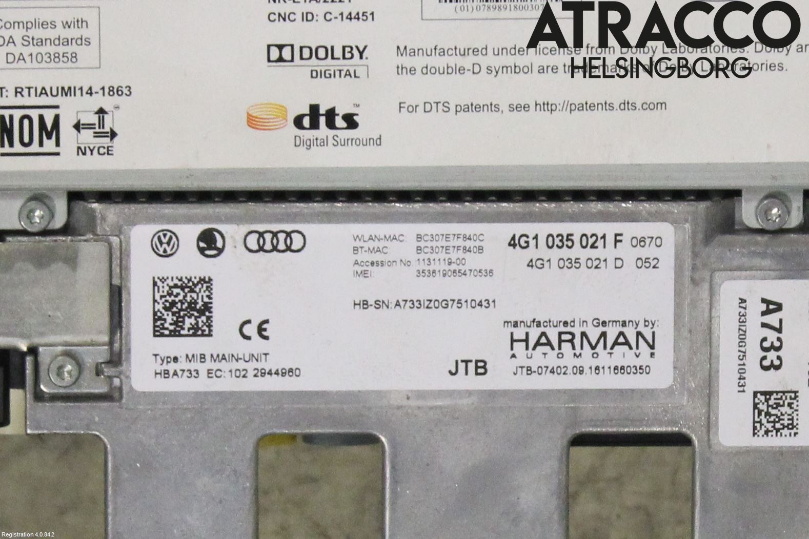 Audi A6/S6 4G 11-18 Stereo Radio Med Cd