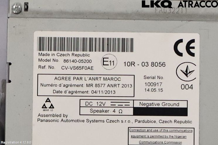 Toyota AVENSIS 16-18 Stereo Radio Med Cd