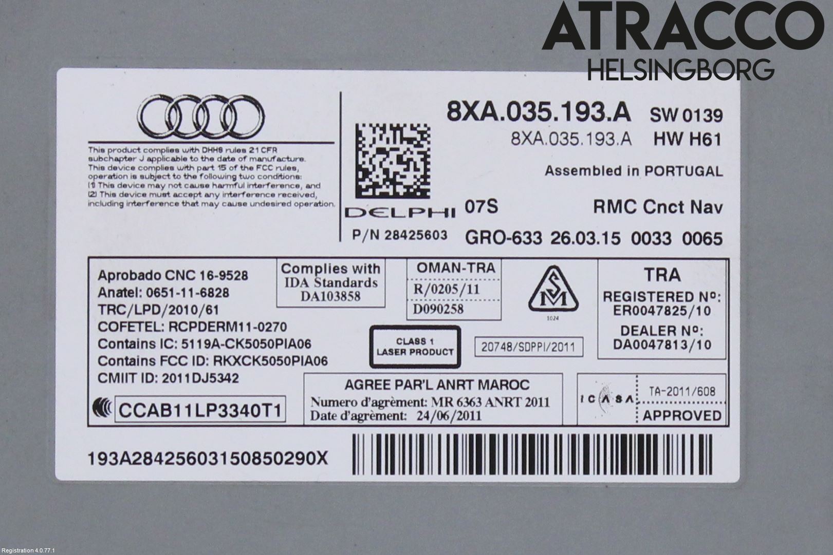 Audi A1/S1 11-18 Stereo Radio Med Cd