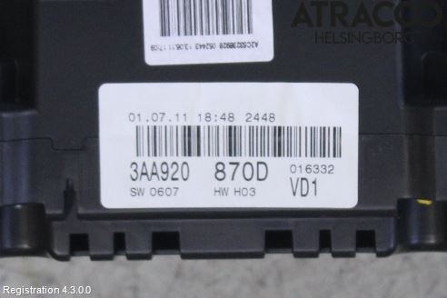 Volkswagen VW PASSAT 11-14 Instr Kombinert