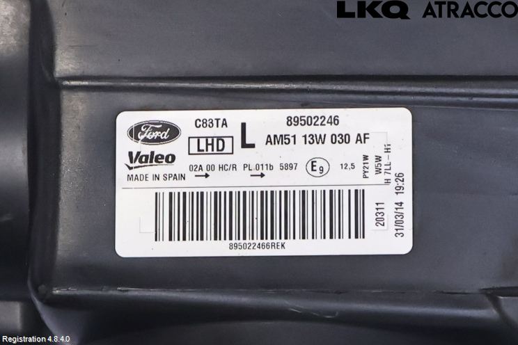 Ford GRAND C-MAX  11-14 Frontlykt Venstre
