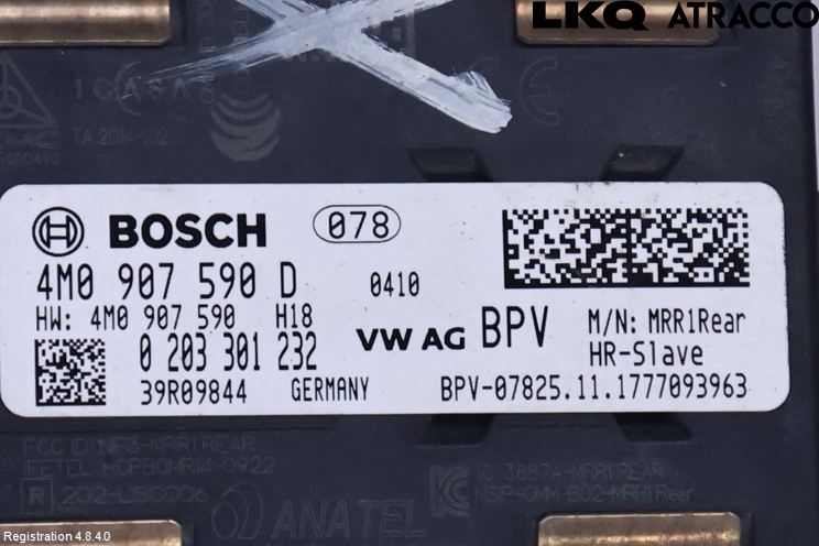 Audi A4/S4 B9 16-19 Sensor Kollisjonsbeskyttelse