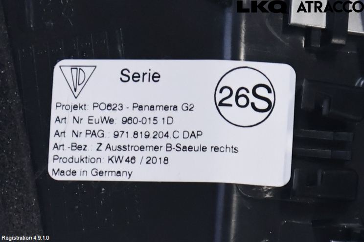 Porsche PANAMERA 09- Dashbord Kanal - Dyse