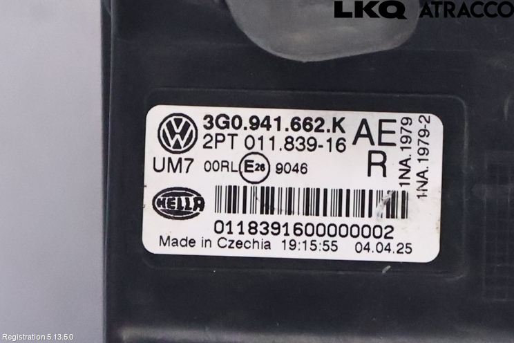 Volkswagen VW PASSAT 15-19 Frontlykt-Kurve-Tåkelys