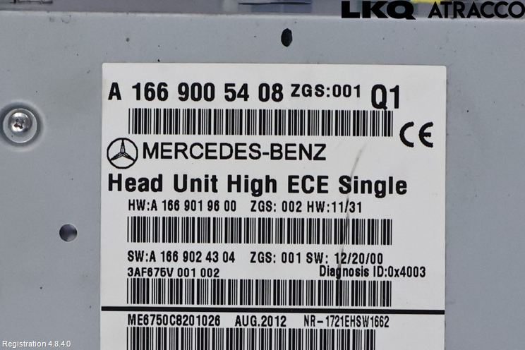 Mercedes-Benz MB ML/GLE-KLASS (W166) 12-18 Stereo Radio Med Cd