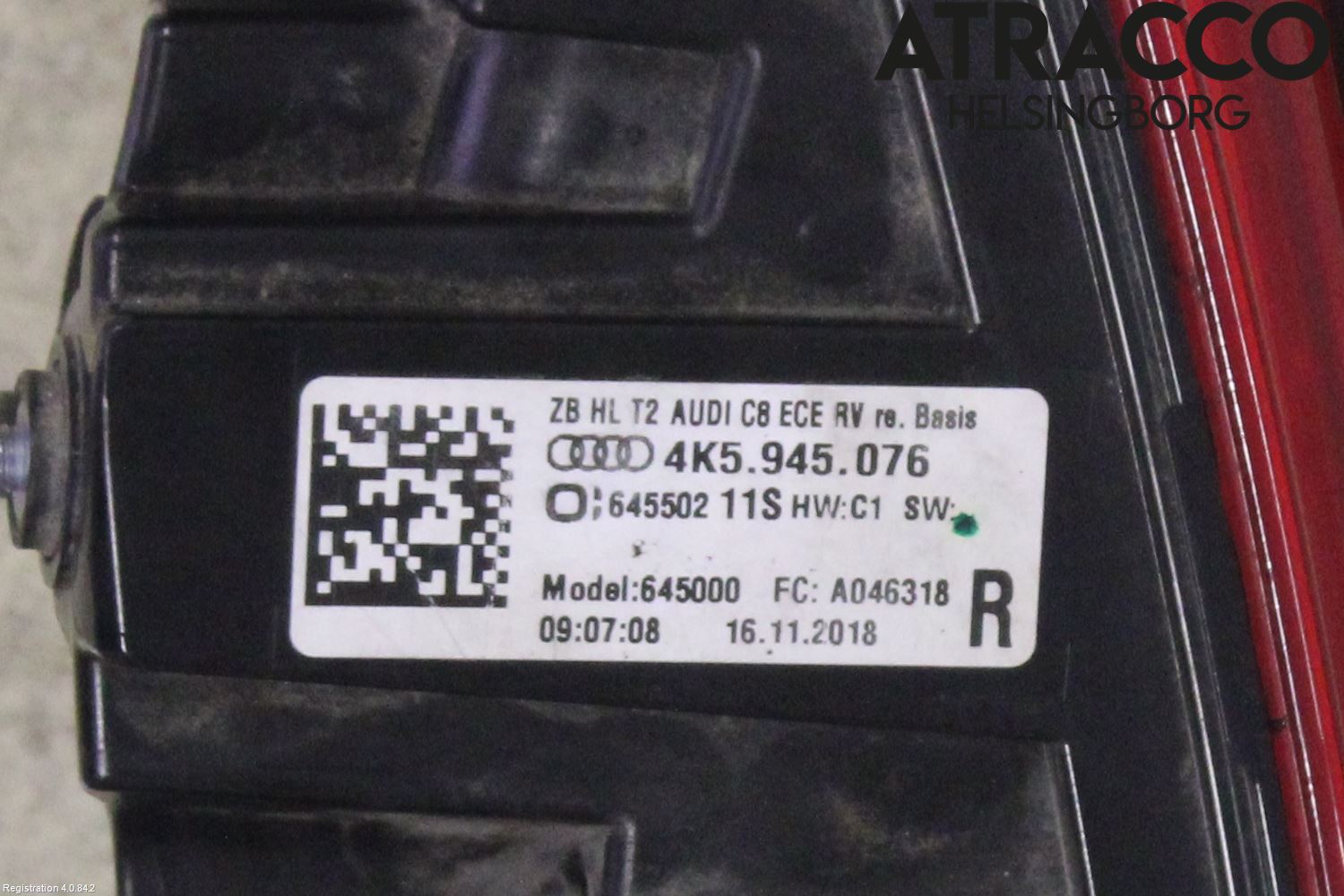 Audi A6 F2/C8 19- Baklykt Høyre  På Luke(Indre)