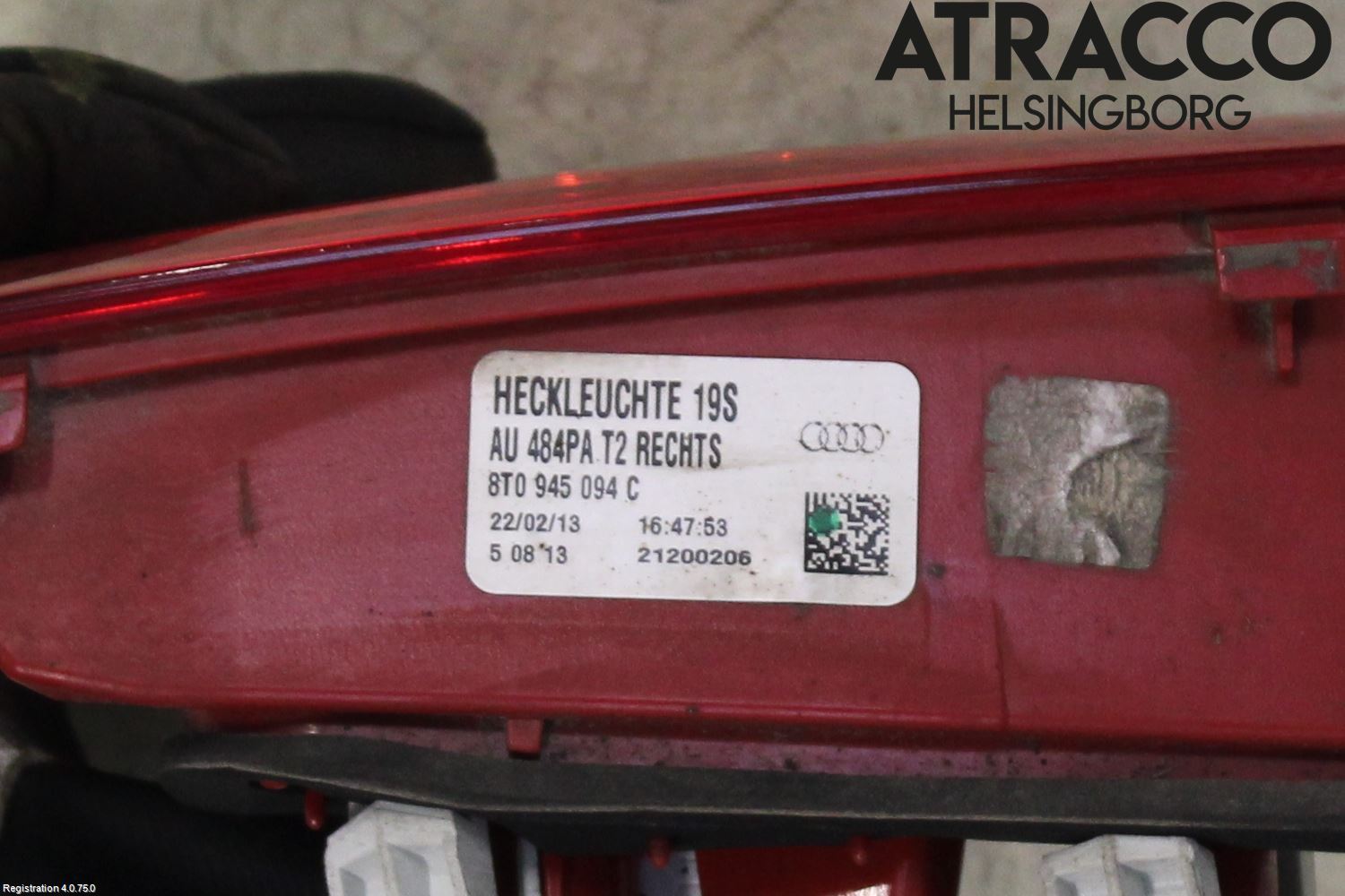 Audi A5 07-16 Baklykt Høyre  På Luke(Indre)