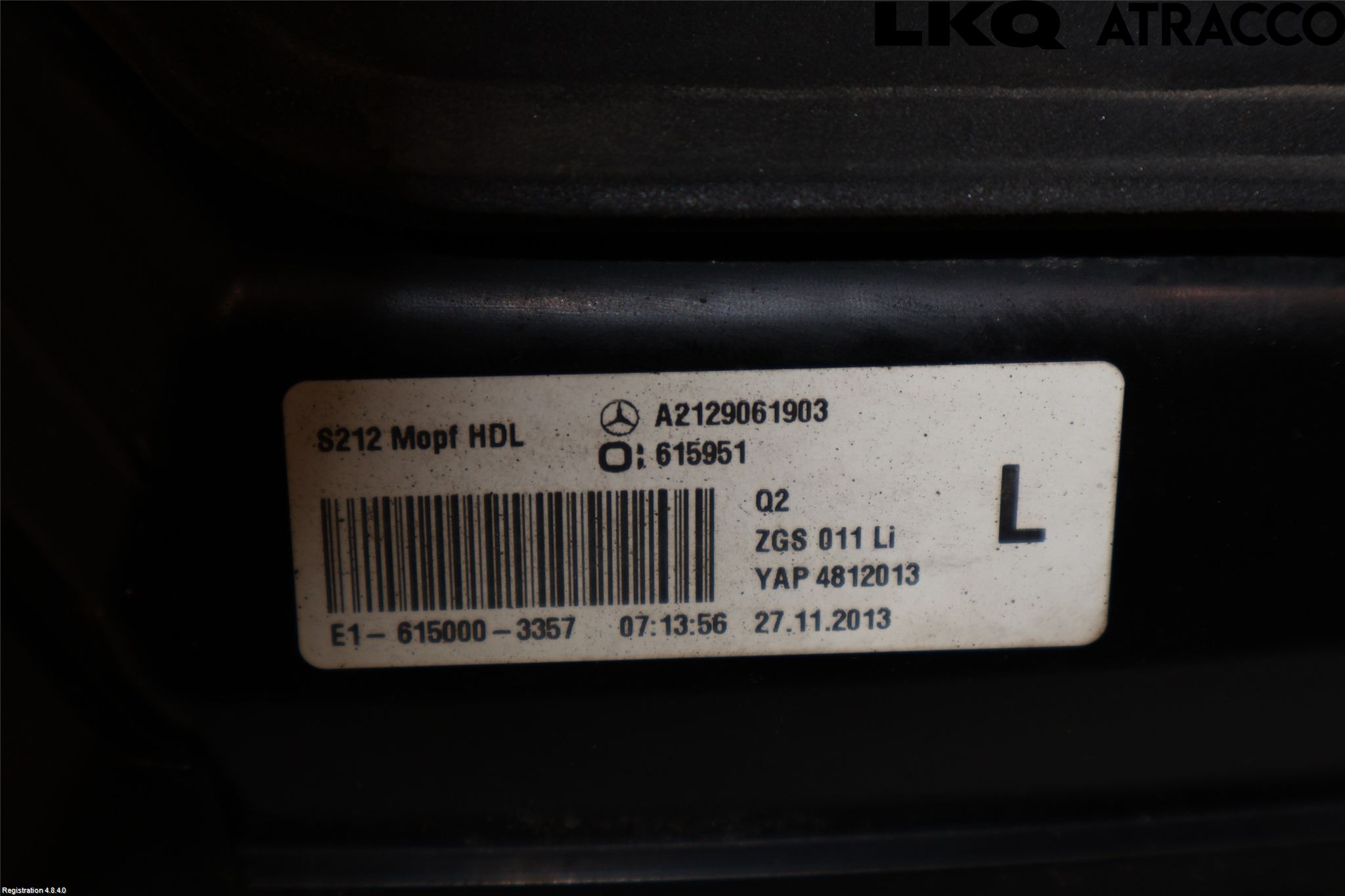 Mercedes-Benz MB E-KLASS (W212) 09-16 Baklykt Venstre  På Luke(Indre
