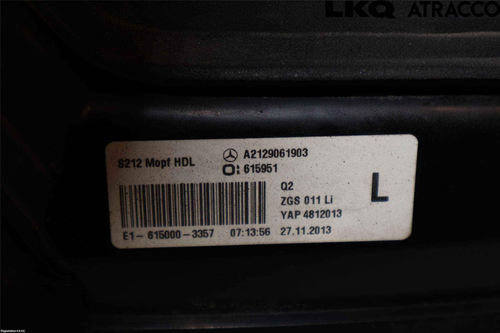 Mercedes-Benz MB E-KLASS (W212) 09-16 Baklykt Venstre På Luke(Indre