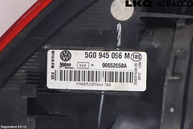 Volkswagen VW GOLF / E-GOLF VII 13-20 Baklykt Høyre