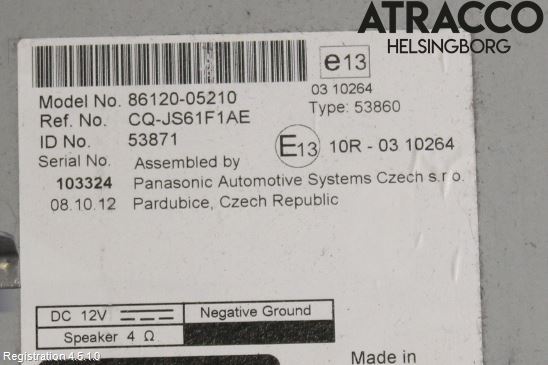 Toyota AVENSIS 09-15 Stereo Radio Med Cd