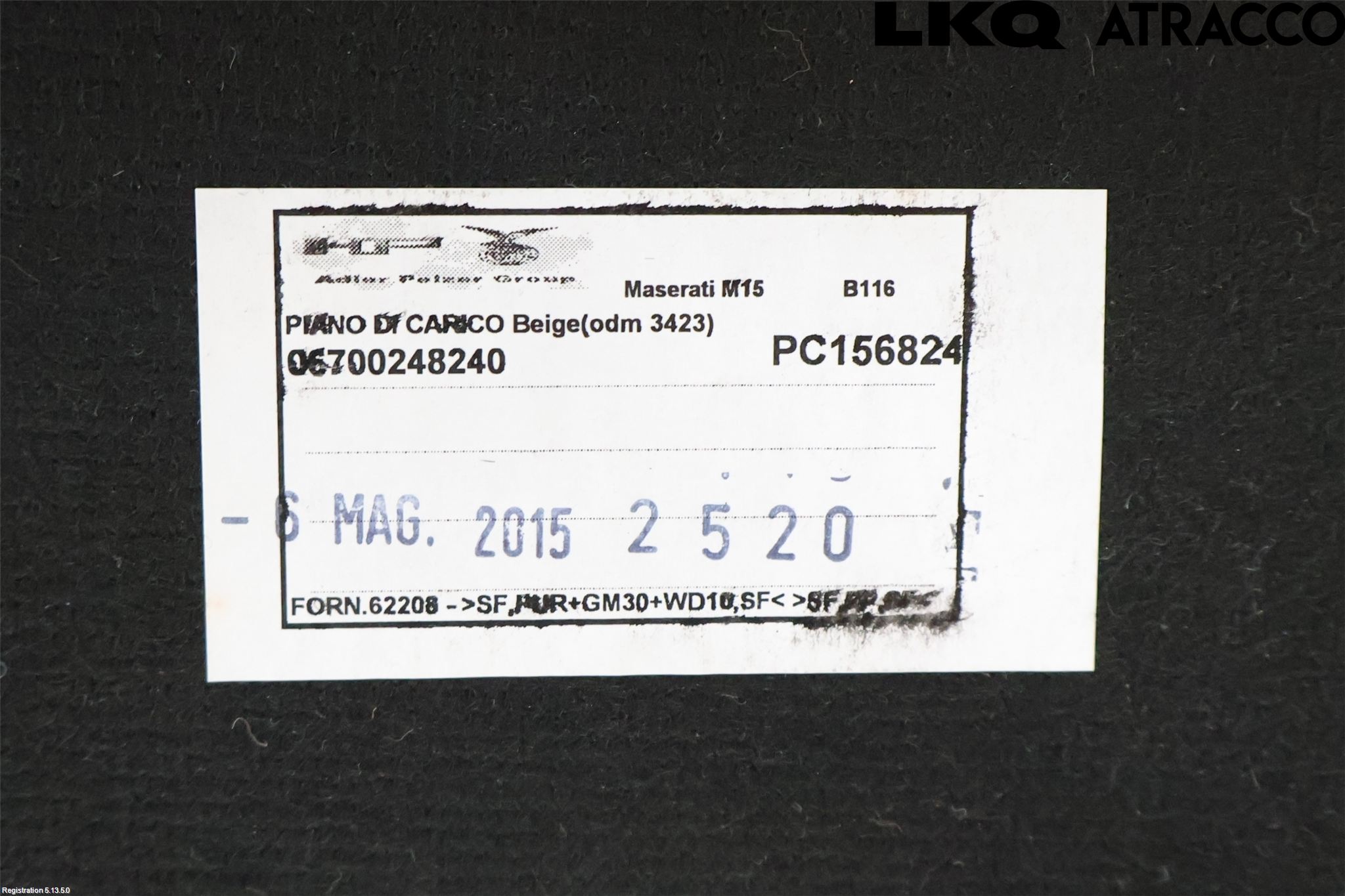Maserati QUATTROPORTE Innr Bagasjeromkledsel