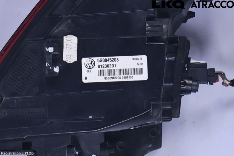 Volkswagen VW GOLF / E-GOLF VII 13-20 Baklykt Venstre