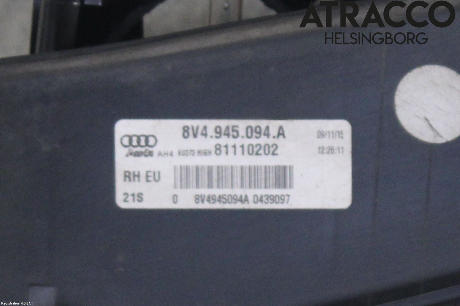 Audi A3/S3 8V 13-20 Baklykt Høyre  På Luke(Indre)