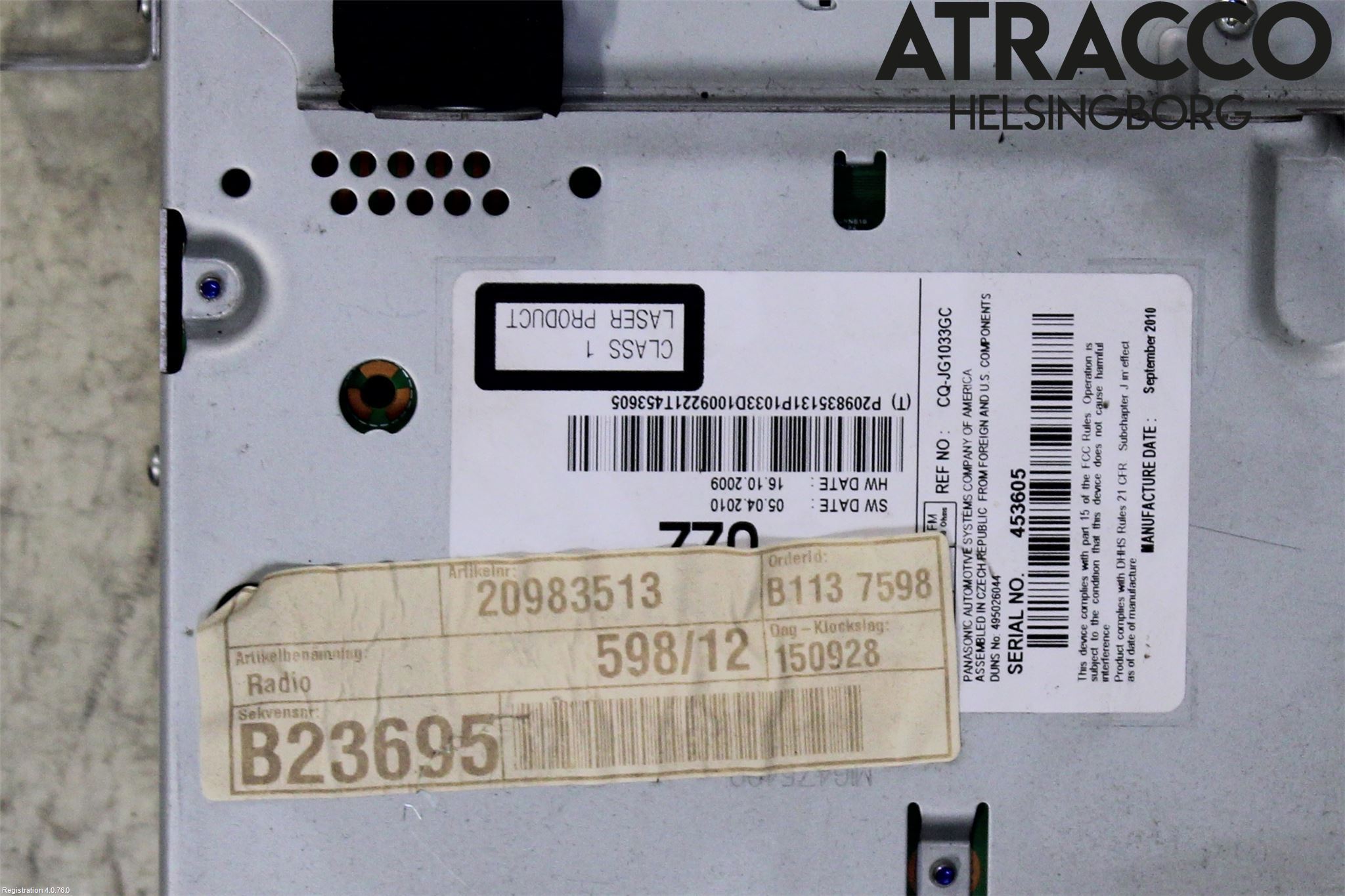 Saab 9-5 10-12 Stereo Radio Med Cd