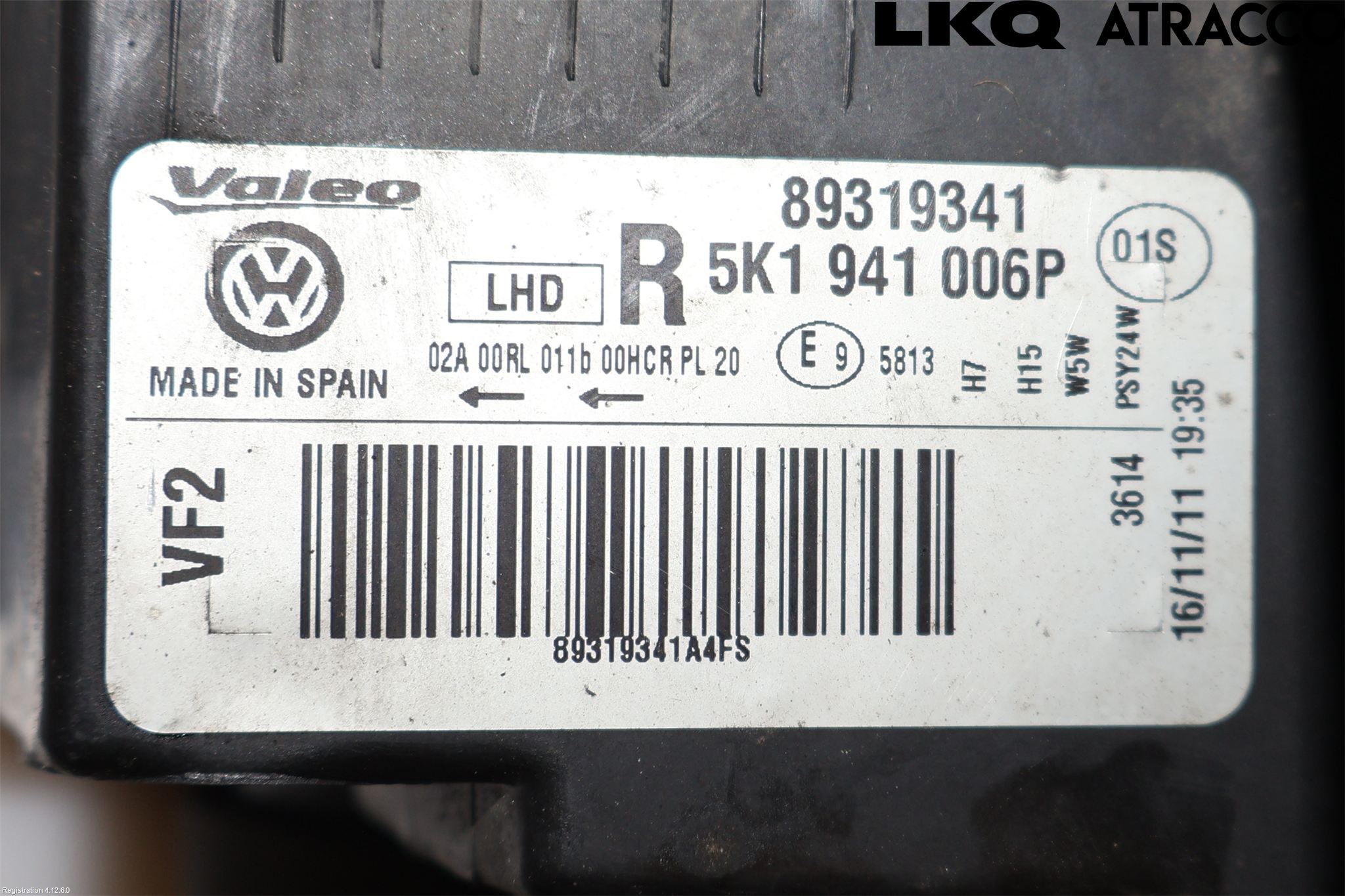 Volkswagen VW GOLF VI 09-13 Frontlykt Høyre
