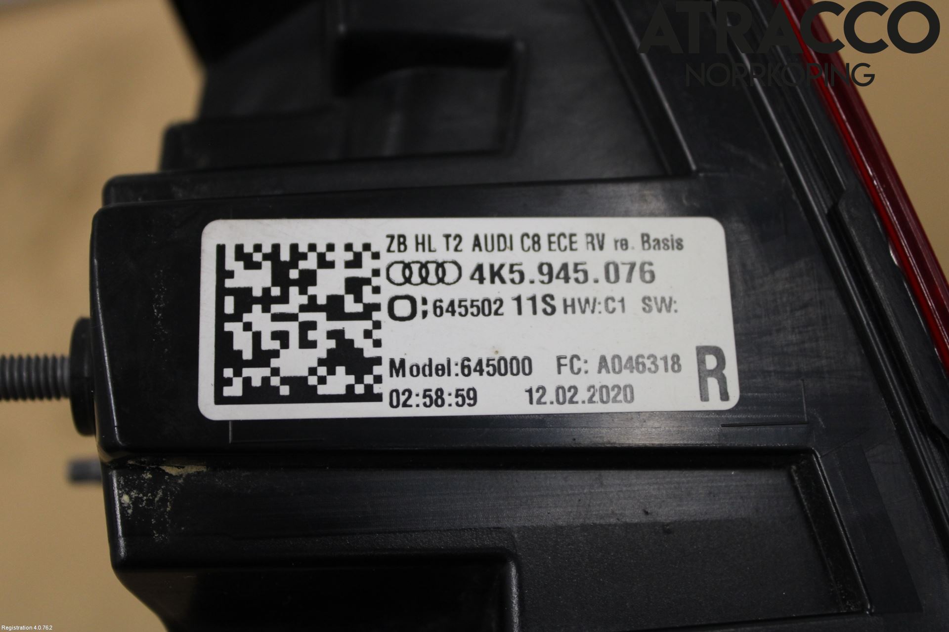 Audi A6 F2/C8 19- Baklykt Høyre  På Luke(Indre)