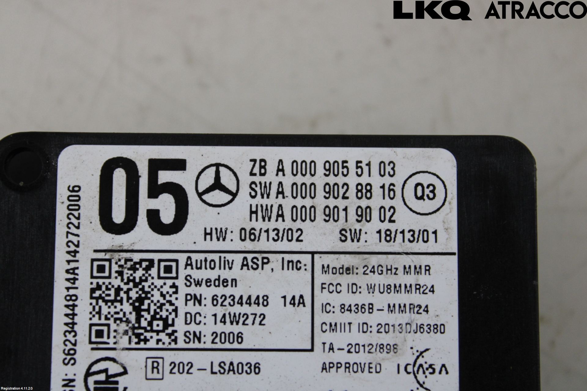 Mercedes-Benz MB CLA-KLASS (C117/X117) 13-19 Sensor Kollisjonsbeskyttelse