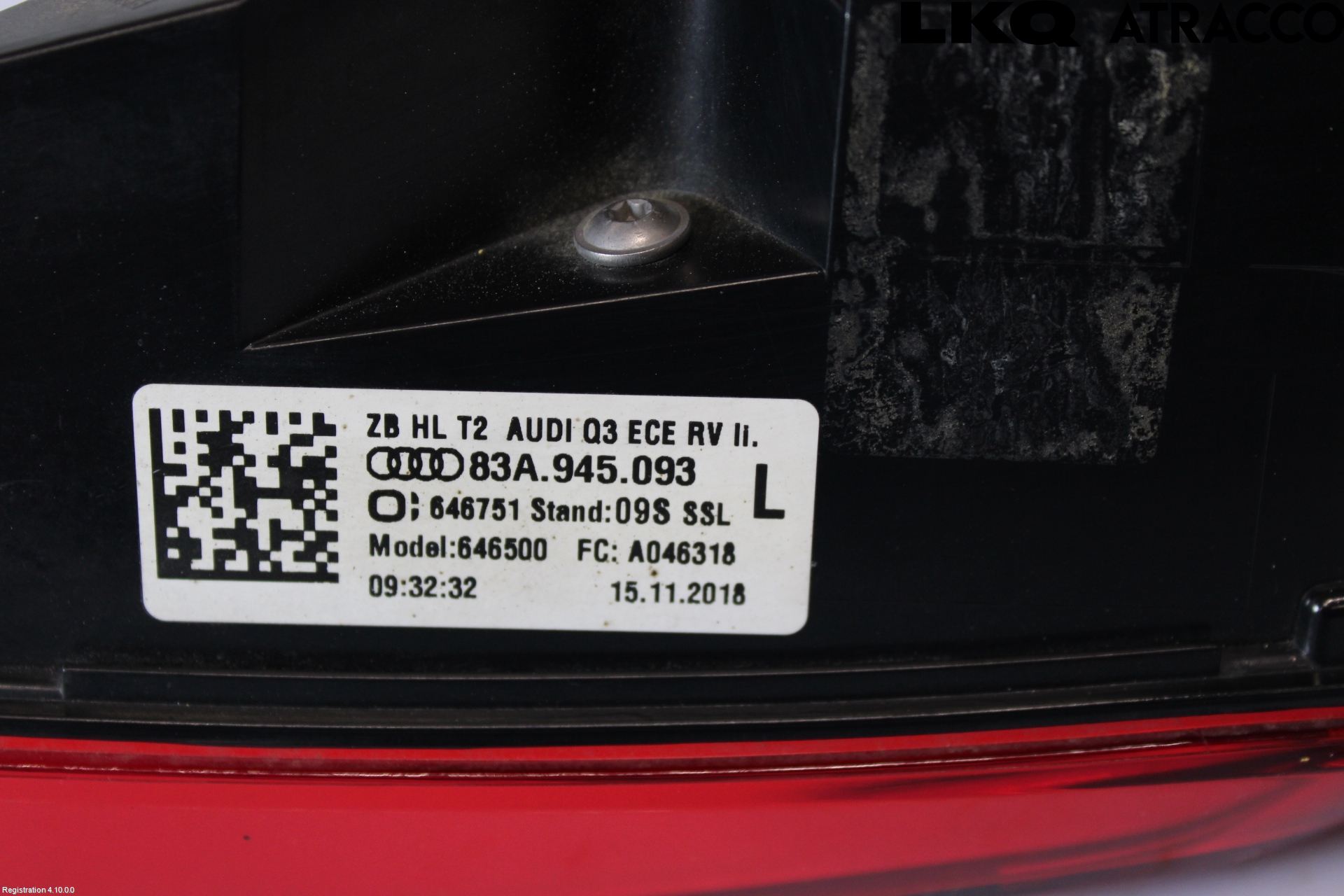 Audi Q3 F3 19- Baklykt Venstre  På Luke(Indre