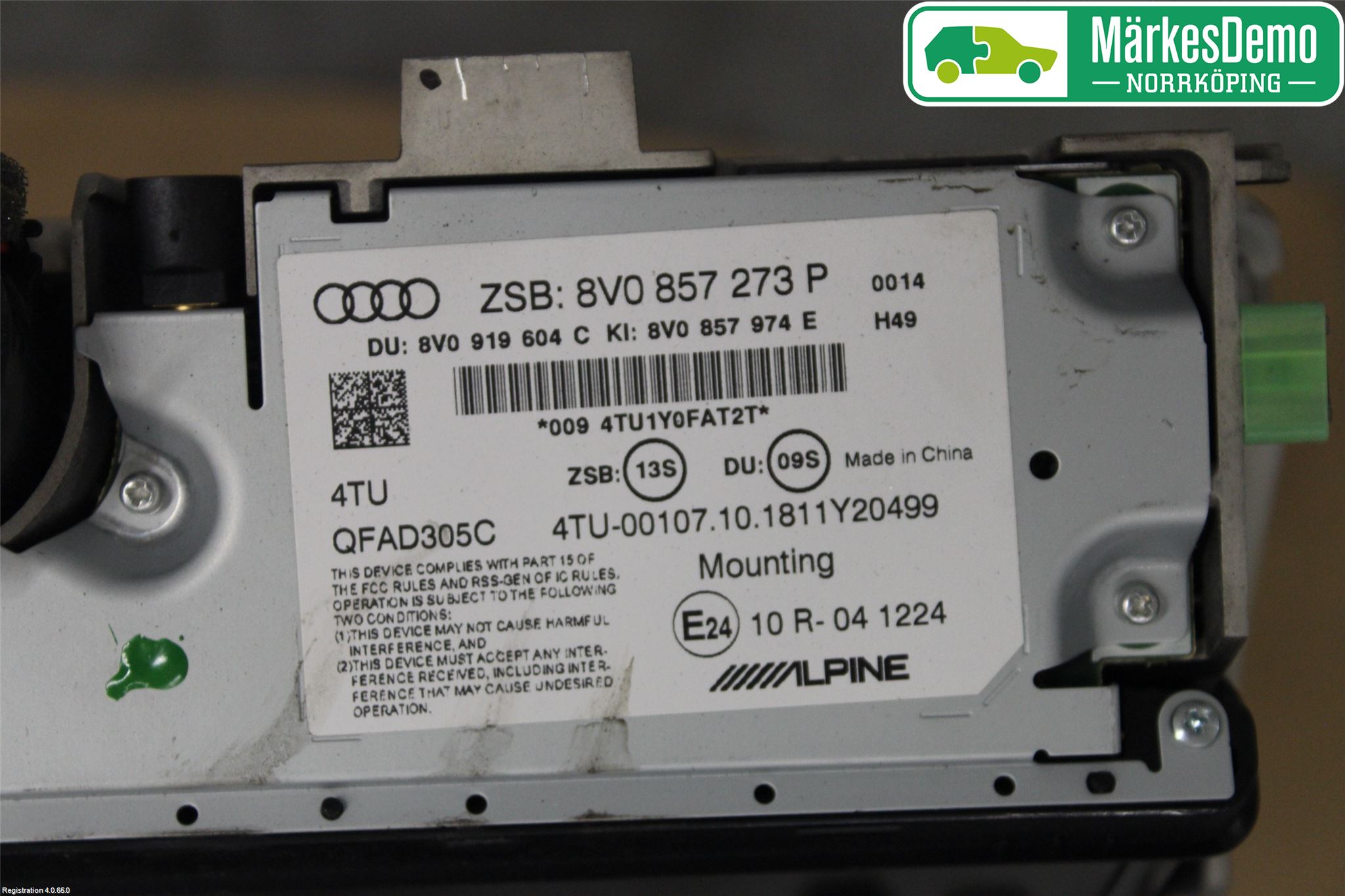 Audi A3/S3 8V 13-20 Instr Skjerm Dvd-Gps-Ac-Tlf