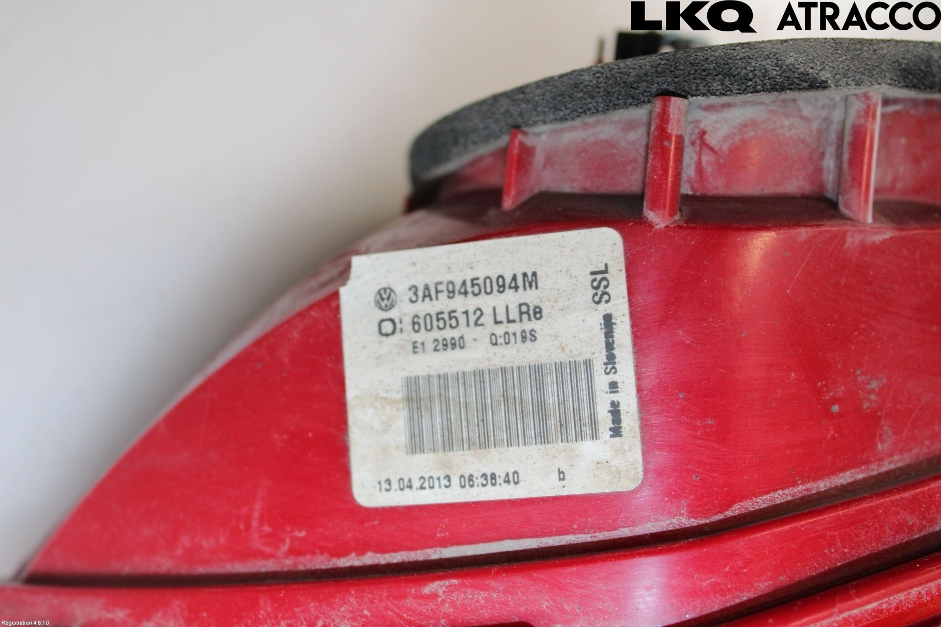 Volkswagen VW PASSAT 11-14 Baklykt Høyre  På Luke(Indre)