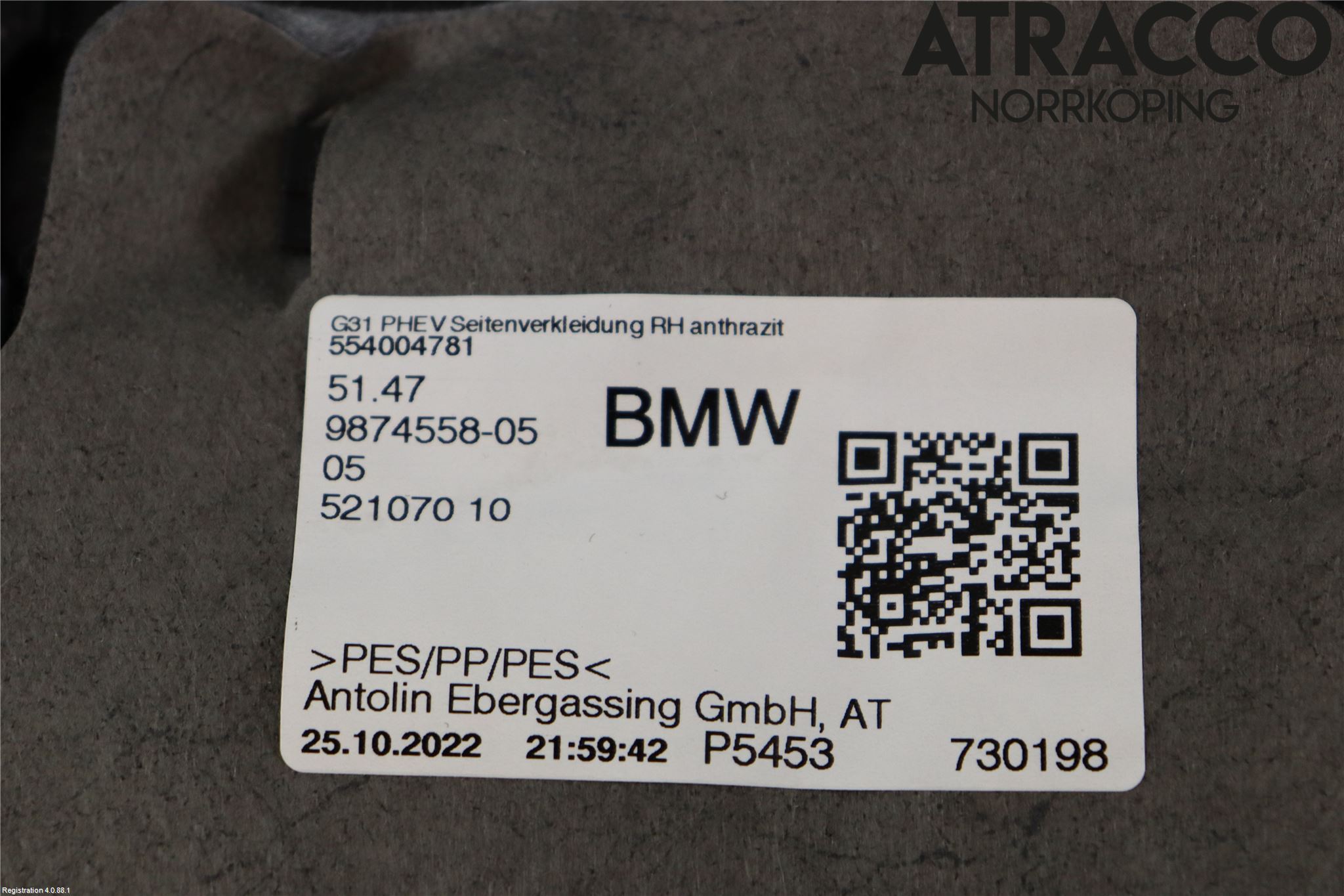 BMW 5 G30/G31/F90 17-23 Innr Sidetrekk-Deksel